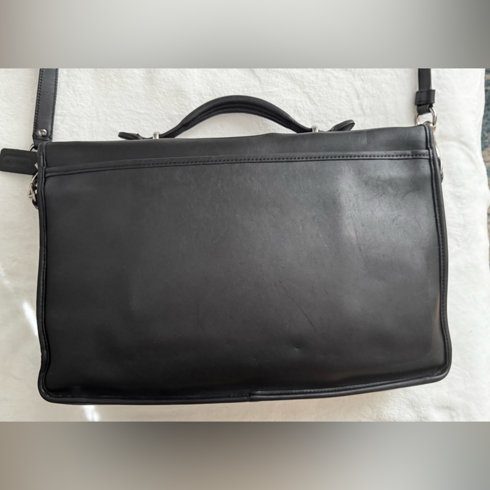 COACH Vintage Lexington Black Smooth Leather Briefcase Crossbody Bag - Picture 3 of 16